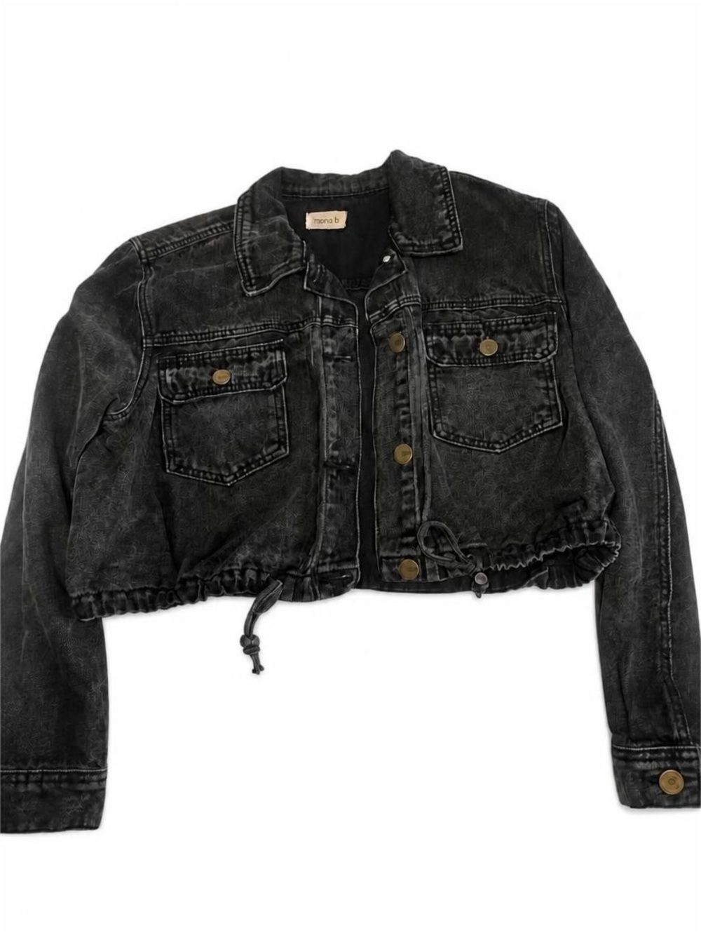 Mono B Washed Black Cropped Denim Jacket